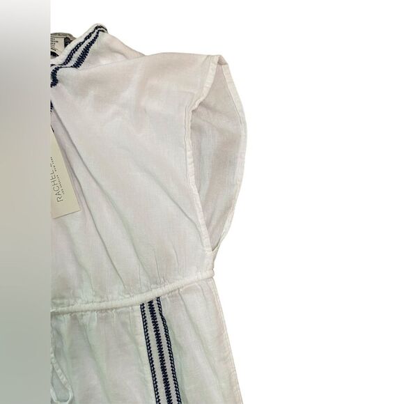 Rachel Zoe White and Navy Embroidered Cotton Kaftan Swim Cover-Up - Picture 4 of 10